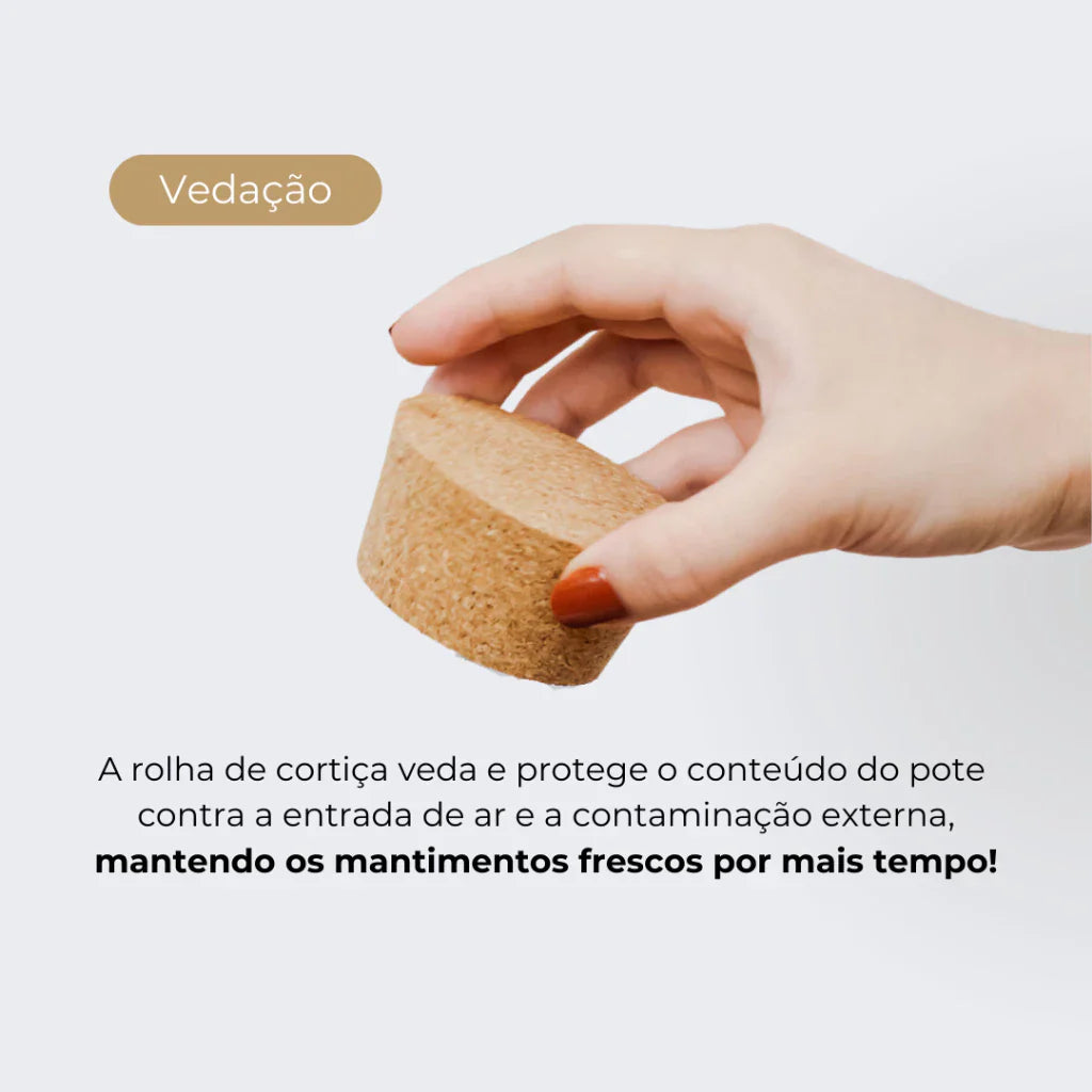 3 Potes de Vidro 810ml com Tampa de Rolha e Adesivos para Café, Açúcar e Biscoitos - Nidus