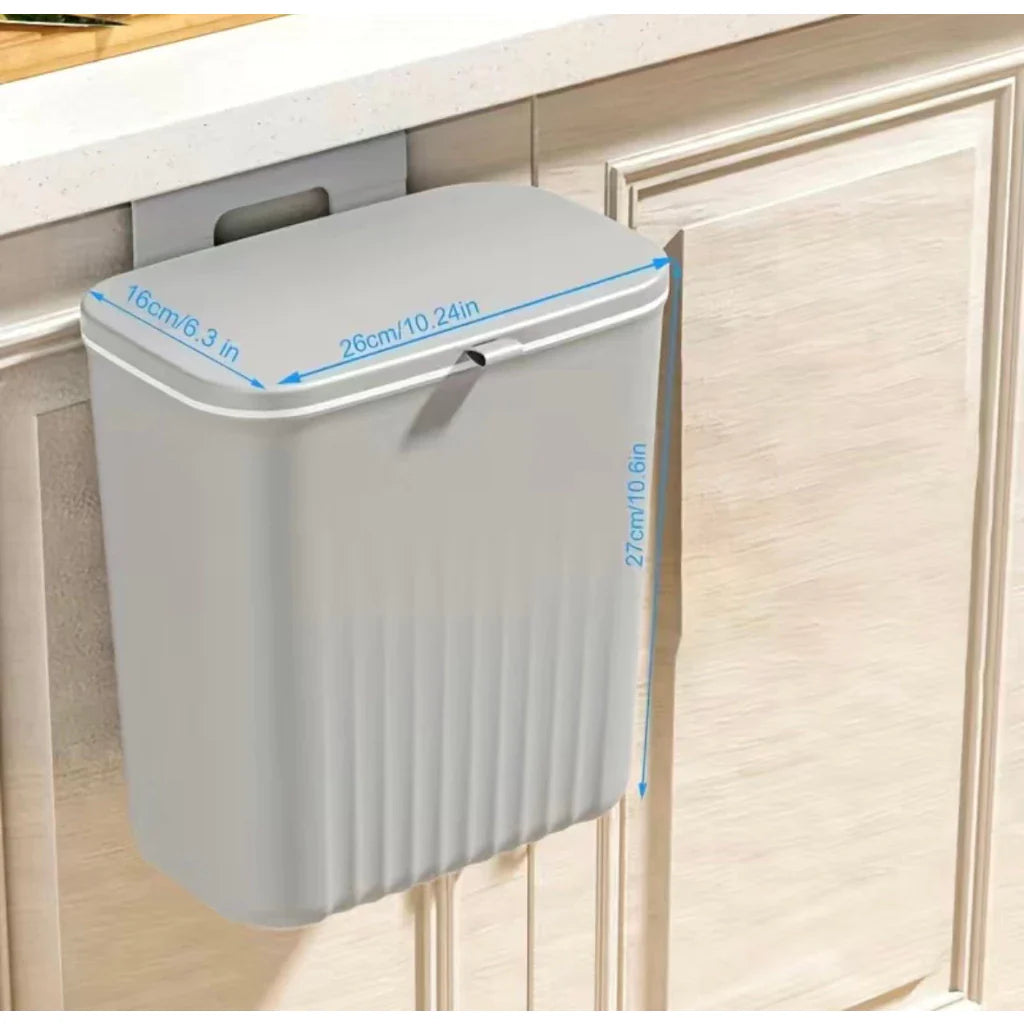 Lixeira Suspensa 9L com Tampa e Suporte – Para Cozinha e Banheiro - Nidus