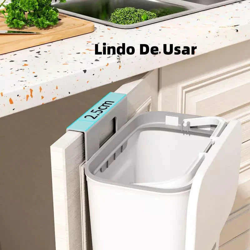 Lixeira Suspensa 9L com Tampa e Suporte – Para Cozinha e Banheiro - Nidus