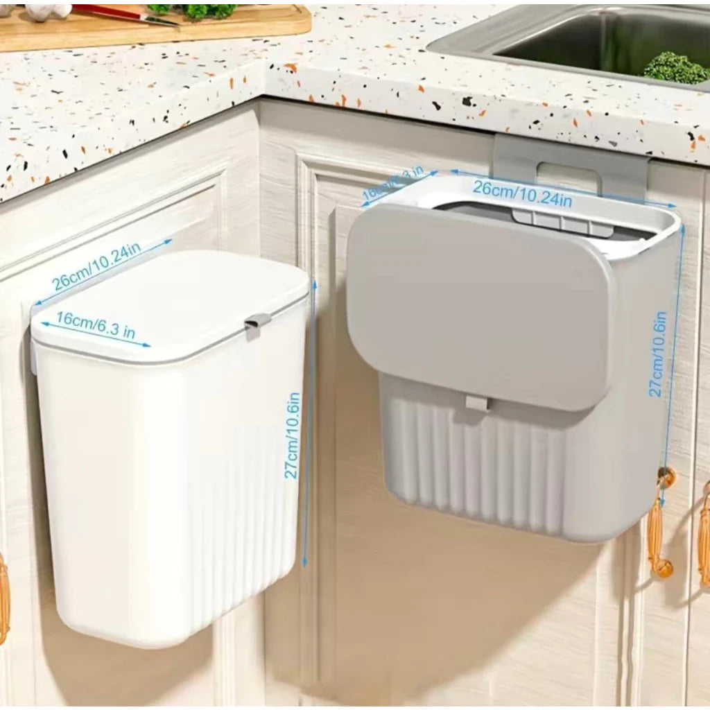 Lixeira Suspensa 9L com Tampa e Suporte – Para Cozinha e Banheiro - Nidus