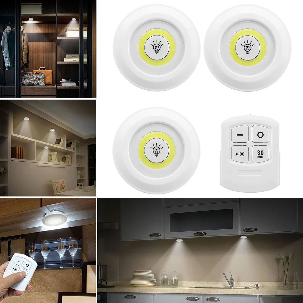 Kit 3 Lâmpadas LED Spot Sem Fio com Controle Remoto - Nidus