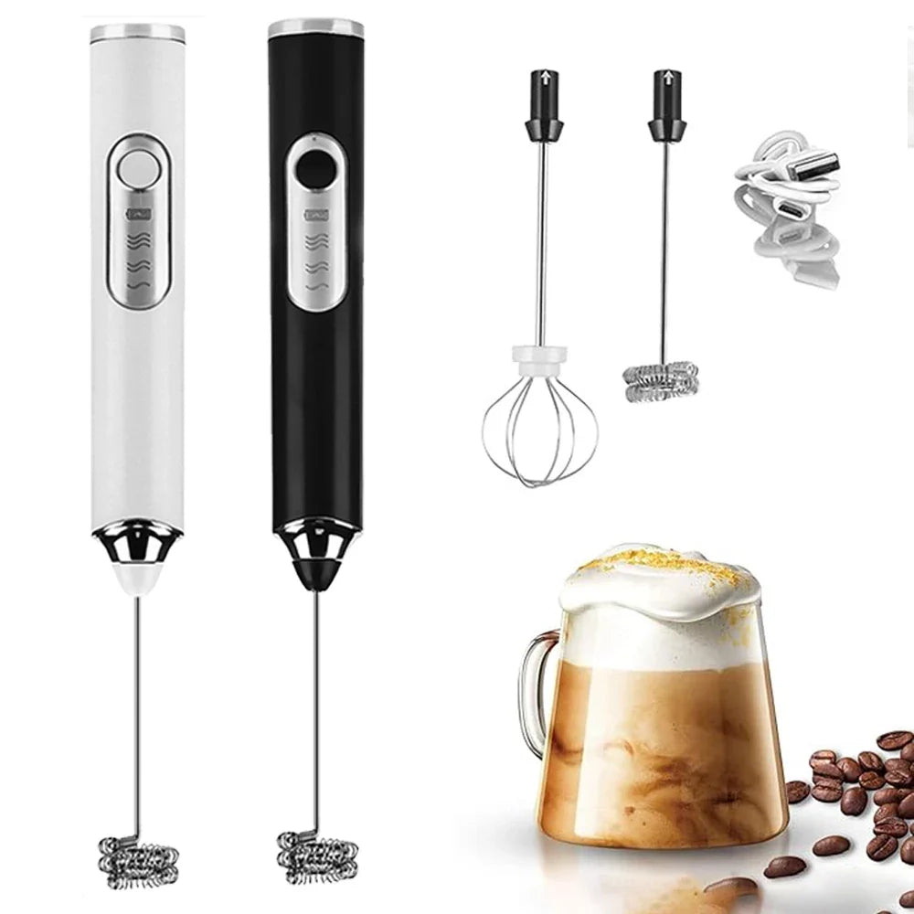 Mini Mixer Elétrico 2 em 1 – Batedor e Misturador para Café, Leite, Ovos e Bebidas