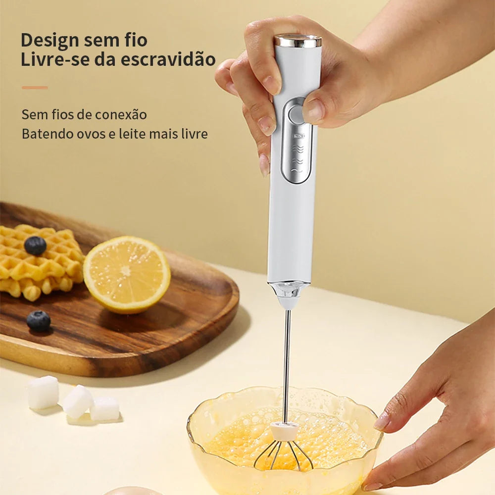 Mini Mixer Elétrico 2 em 1 – Batedor e Misturador para Café, Leite, Ovos e Bebidas
