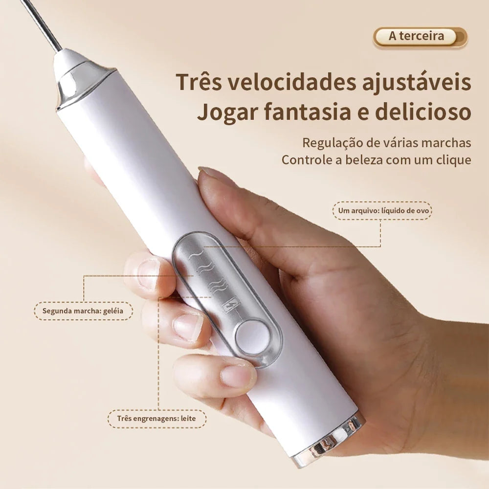Mini Mixer Elétrico 2 em 1 – Batedor e Misturador para Café, Leite, Ovos e Bebidas