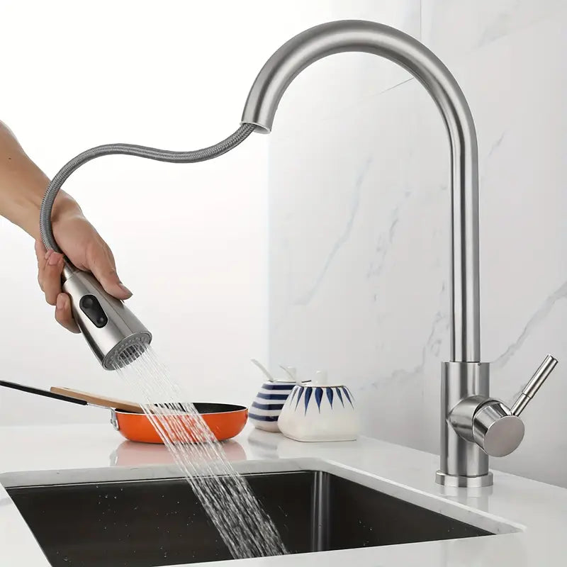Torneira Gourmet Pia Cozinha Com Extensor Flexível Misturador Monocomando Spray Arejador Articulado Inox