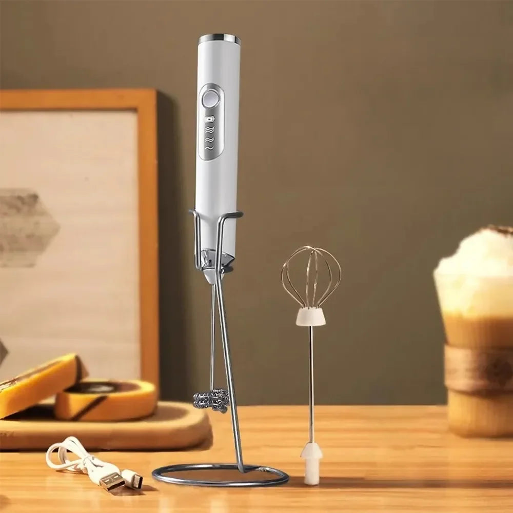 Mini Mixer Elétrico 2 em 1 – Batedor e Misturador para Café, Leite, Ovos e Bebidas