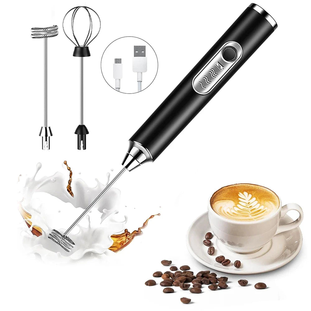 Mini Mixer Elétrico 2 em 1 – Batedor e Misturador para Café, Leite, Ovos e Bebidas