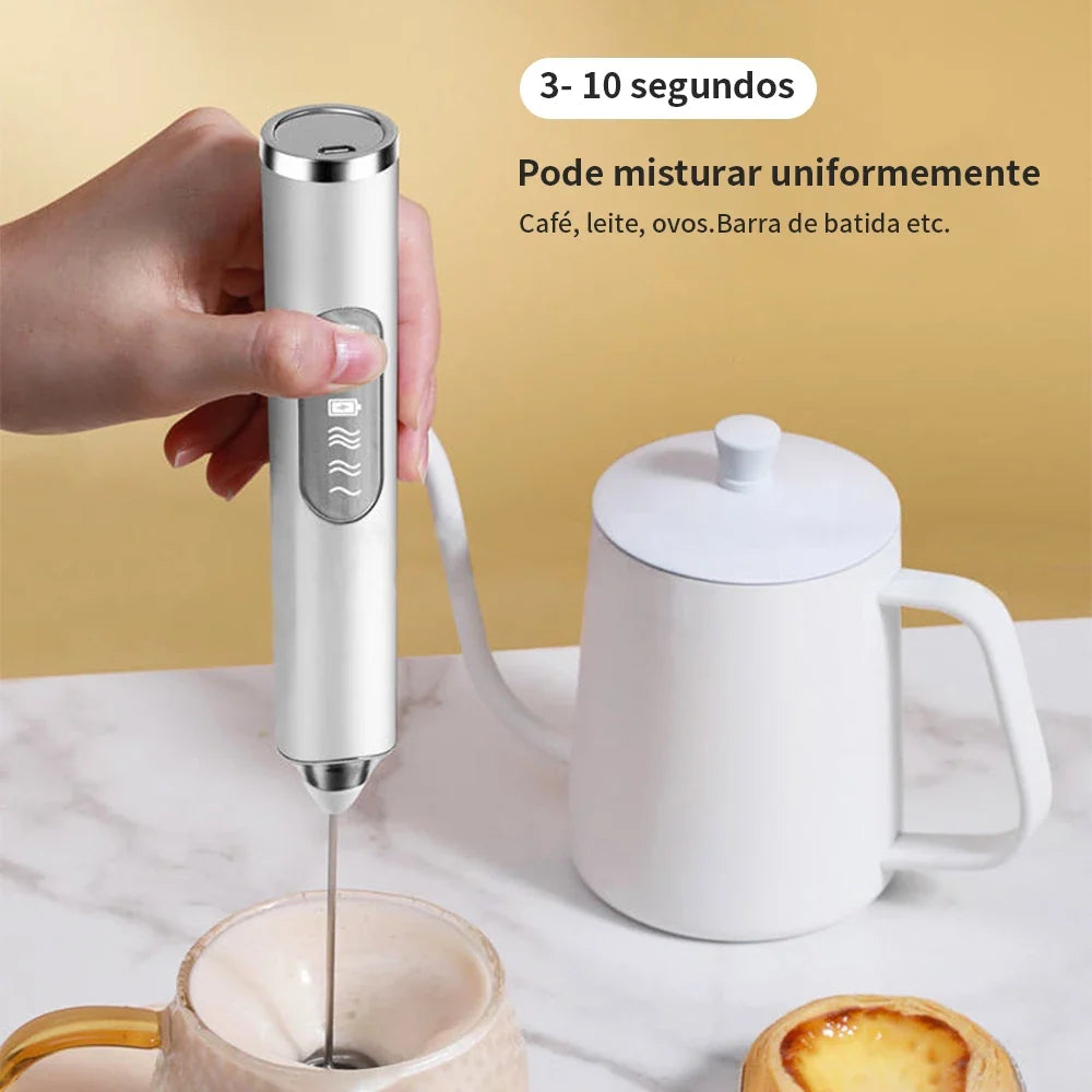 Mini Mixer Elétrico 2 em 1 – Batedor e Misturador para Café, Leite, Ovos e Bebidas