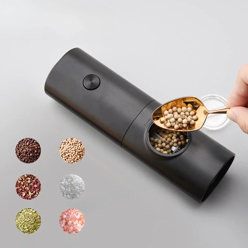 Moedor Elétrico Automático de Sal, Pimenta e Temperos – Com Ajuste de Moagem