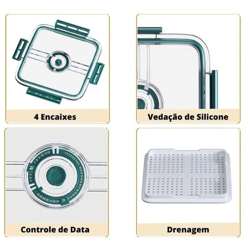 Organizador de Geladeira Premium com Tampa e Marcador de Data - Nidus