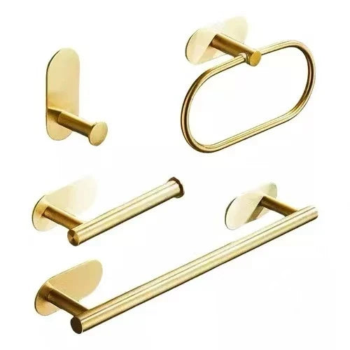 Kit Acessórios Banheiro Cabide Toalheiros Papeleira 4 Peças Dourado - Nidus