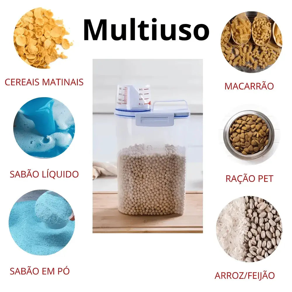 Pote Hermético 2L Com Medidor Organizador De Alimentos Mantimentos - Nidus