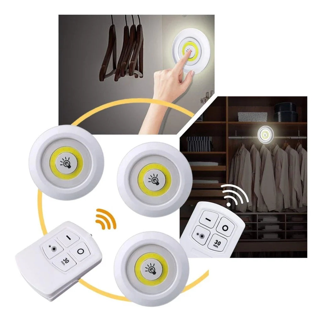 Kit 3 Lâmpadas LED Spot Sem Fio com Controle Remoto - Nidus