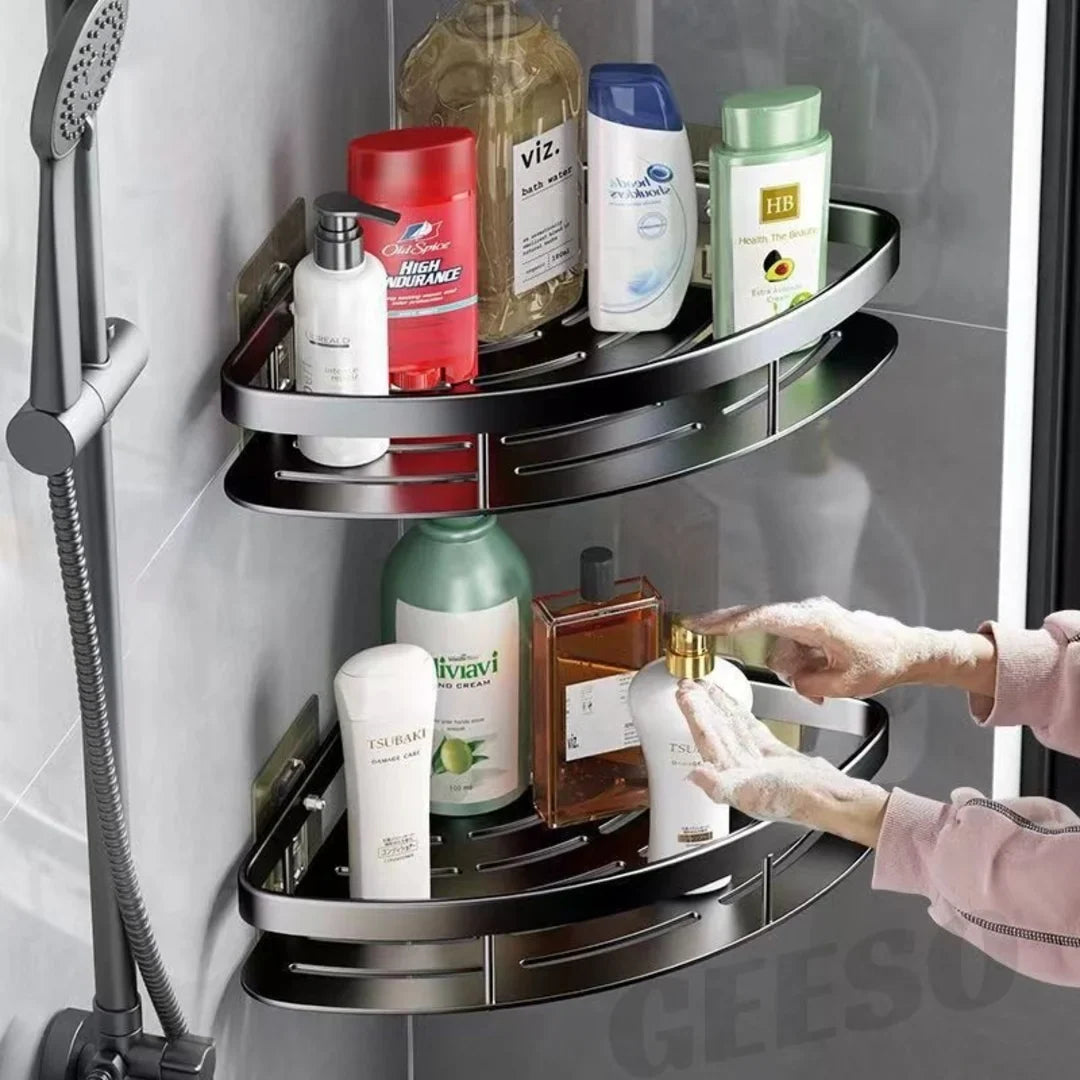 Kit 2 Suportes de Shampoo sem Furo Prateado | Nidus House