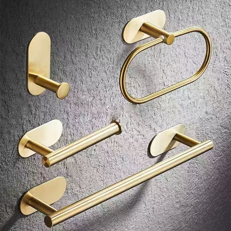 Kit Acessórios Banheiro Cabide Toalheiros Papeleira 4 Peças Dourado - Nidus