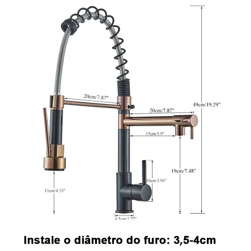 Torneira Cozinha Gourmet Monocomando Com Spray Extensor - Nidus